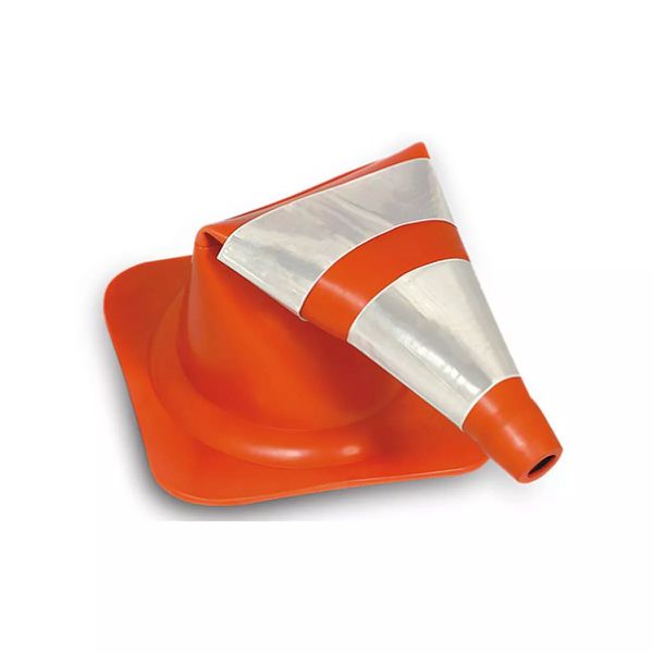 Cone Flexível 75 Cm Com Faixa Refletiva Laranja E Branco