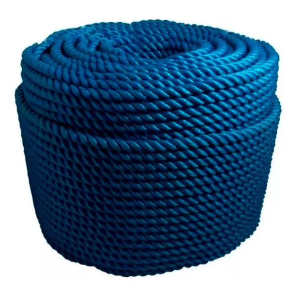 Corda Nylon Torcida Azul 8mm Pesca Nautica 7,5kg 220m