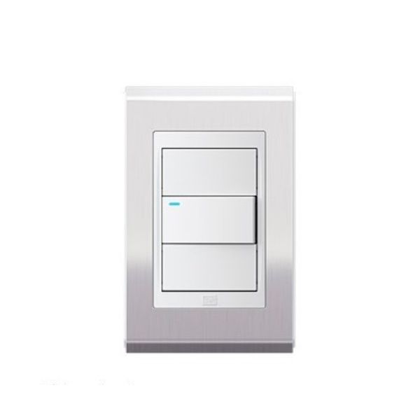 PLACA 4X2 3 MOD BRANCO/AÇO ESCOVADO CONCEPT REFINATTO