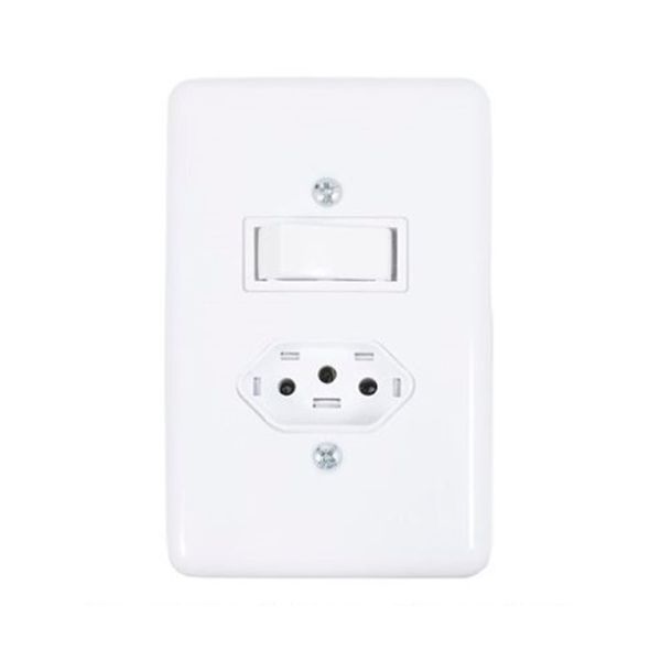 CONJUNTO 1 INTERRUPTOR SIMPLES + TOMADA 2P + T 10A BR STYLUS