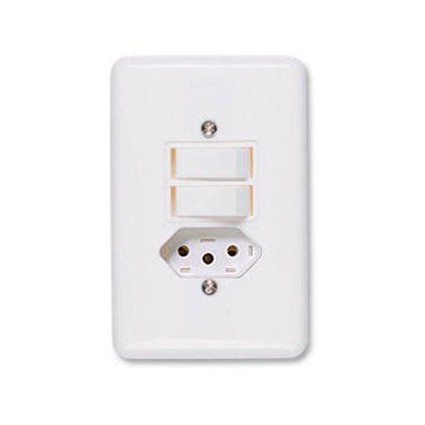 CONJUNTO INTERRUPTOR SIMPLES E PARALELO 6A COM TOMADA 2P+T 20A 250V STYLUS ILUMI