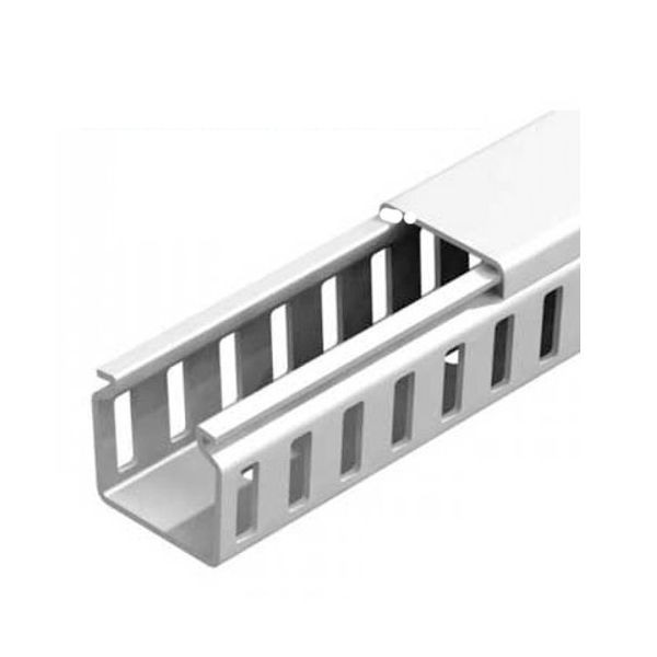 Canaleta sem Adesivo para Painel 50x50mm Ranhurada PVC Cinza 2 Metros