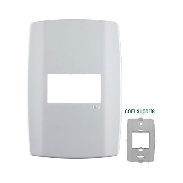 PLACA COM SUPORTE 4X2 1 MÓDULO HORIZONTAL SLIM
