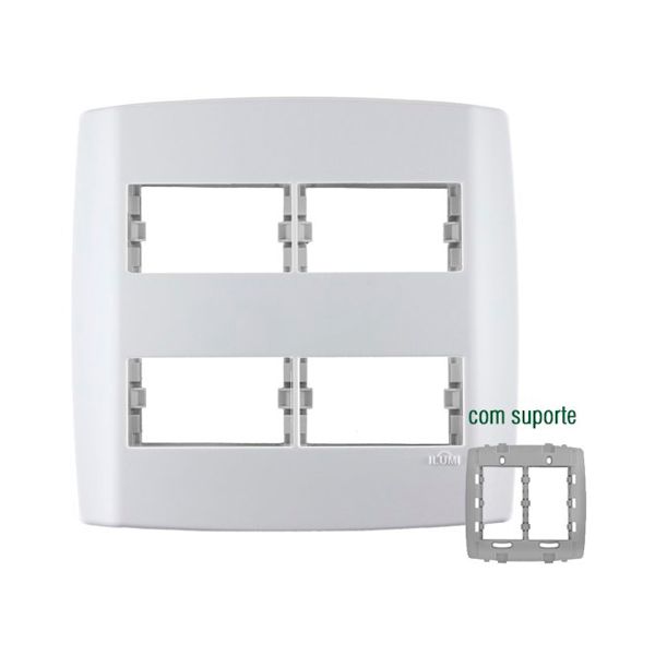 PLACA COM SUPORTE 4X4 2+2 MÓDULO HORIZONTAL SLIM