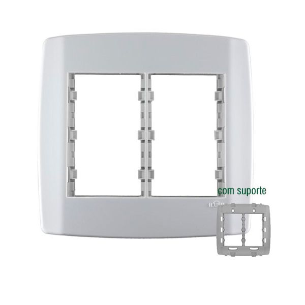 PLACA COM SUPORTE 4X4 3+3 MÓDULO HORIZONTAL SLIM
