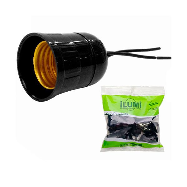 PORTA LAMPADA COM RABICHO PRETO 100W ILUMI