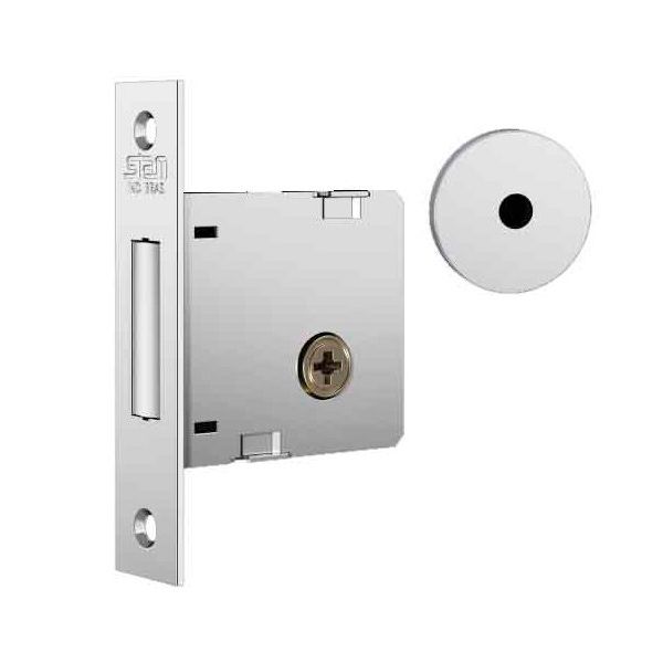 FECHADURA AUXILIAR STAM 1004 TETRA ROSETA REDONDA INOX 