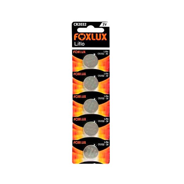 BATERIA DE LITIO 3V CR2032 CART COM 5 PEÇAS FOXLUX