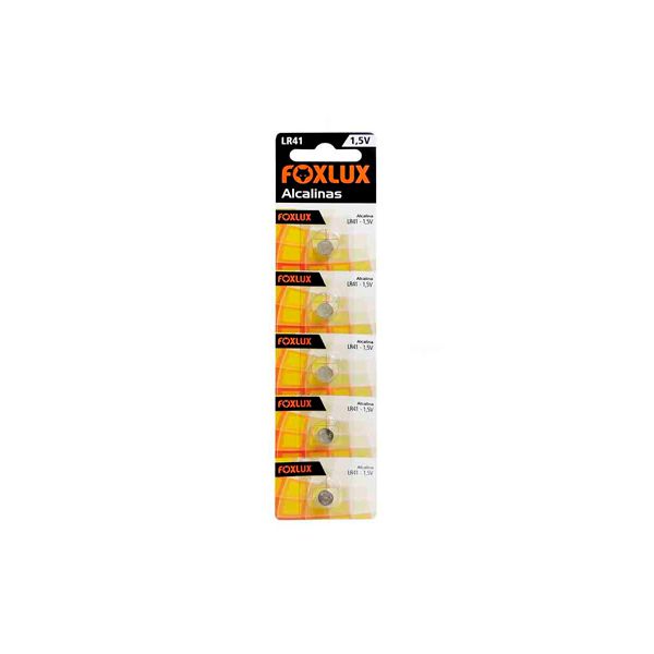 BATERIA ALCALINA 1,5V LR41 CART COM 5 PEÇAS FOXLUX 