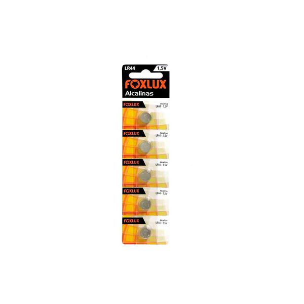 BATERIA ALCALINA 1,5V LR44 CART COM 5 PEÇAS FOXLUX 
