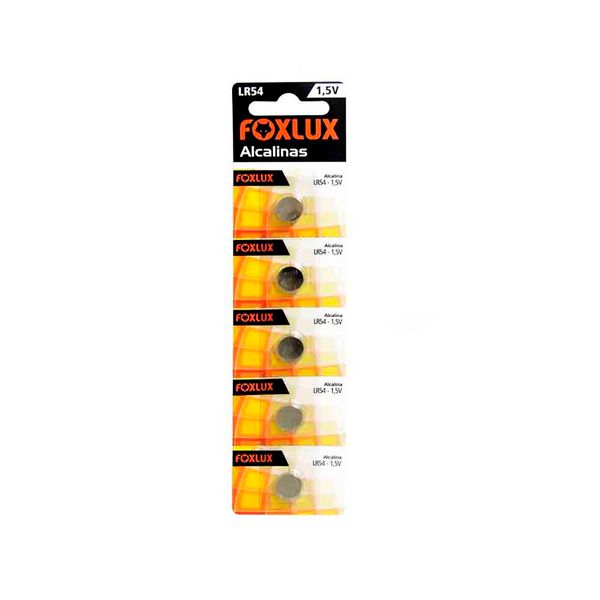 BATERIA ALCALINA 1,5V LR54 CART COM 5 PEÇAS FOXLUX
