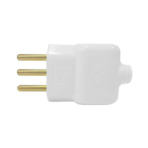 PINO MACHO CHATO COM PRENSA CABO 2P+T 10A BRANCO ILUMI
