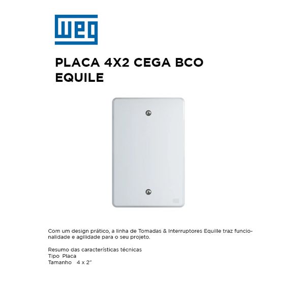 PLACA 4X2 - CEGA BRANCO EQUILE