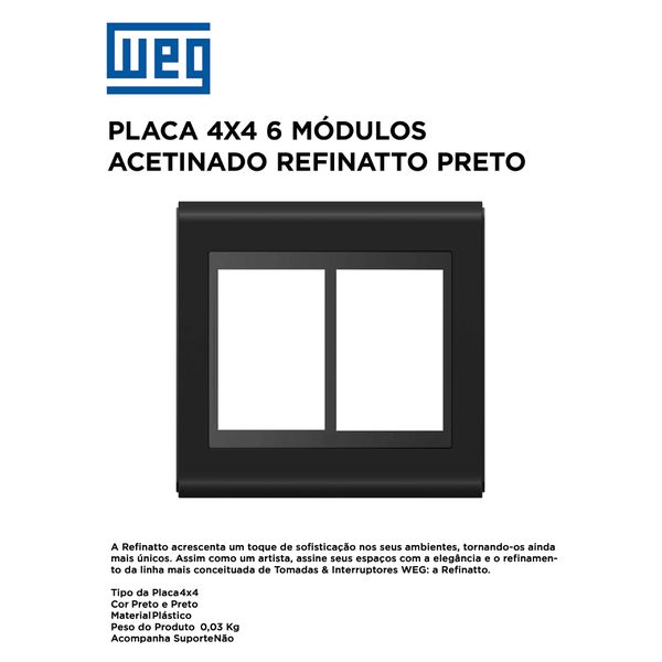 PLACA 4X4 6 MOD PRETO ACETINADO REFINATTO STYLE