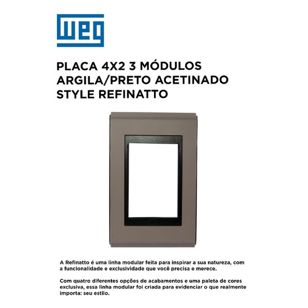 PLACA 4X2 3 MOD PRETO/ARGILA ACETINADO STYLE REFINATTO