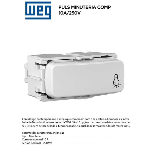 MODULO PULSADOR MINUTERIA BRANCO 10A COMPOSÉ