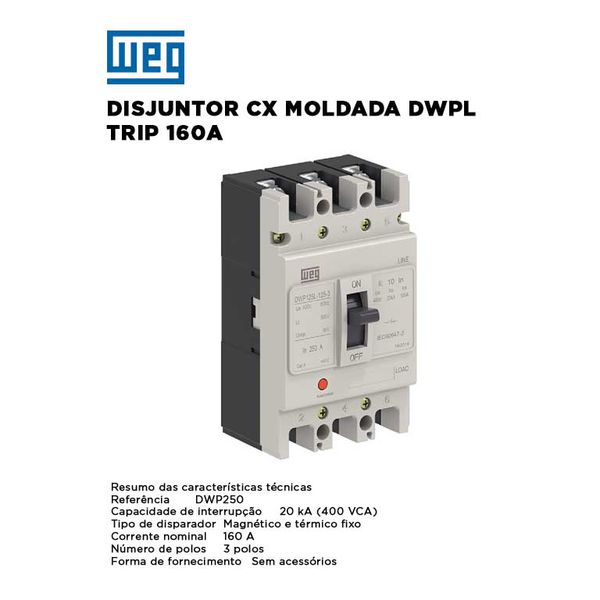 DISJUNTOR CAIXA MOLD DWPL TRIPLO 160A WEG