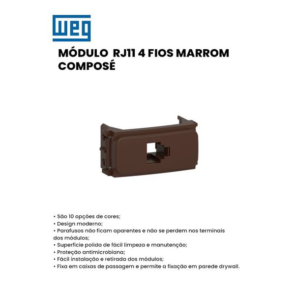 MODULO TELEFONE RJ11 4 FIOS MARROM COMPOSÉ