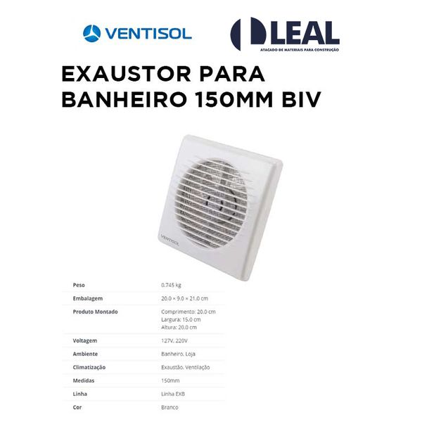 EXAUSTOR DE BANHEIRO E COZINHA 150MM / 127V