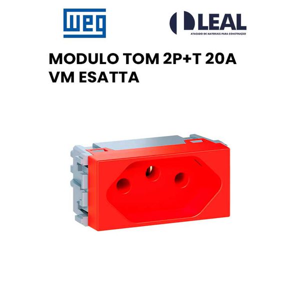 MODULO TOM 2P+T 20A VERMELHA ESATTA