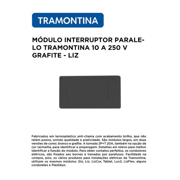 MÓDULO INTERRUPTOR PARALELO 10A 250V GRAFITE LIZ