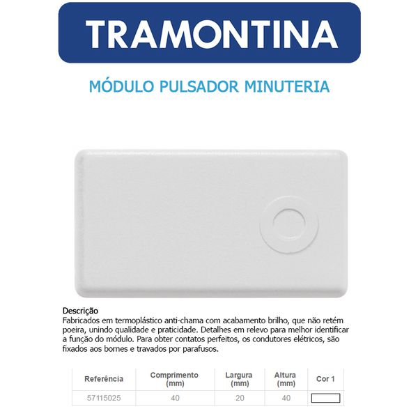MODULO PULSADOR MINUTERIA 10A 250V - LINHA LIZ