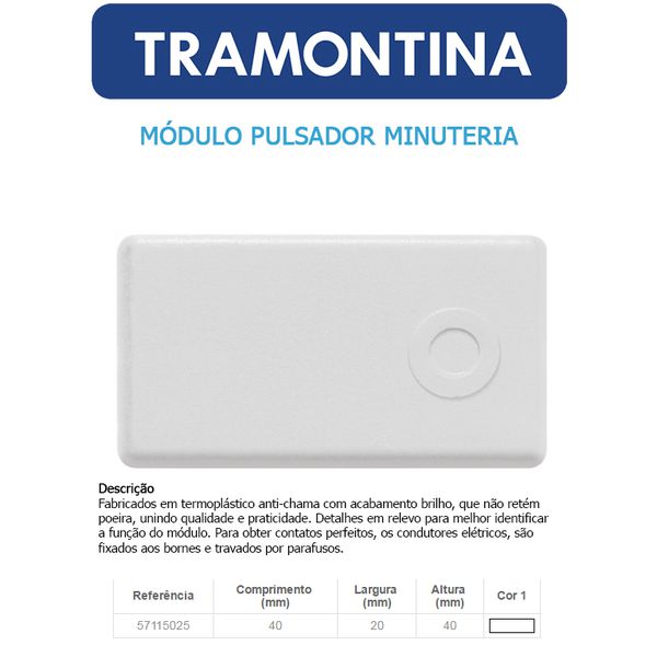 MODULO PULSADOR MINUTERIA 10A 250V - LINHA LIZ