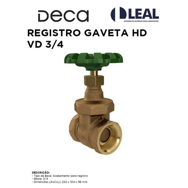 REGISTRO GAVETA HD VD 3/4 DECA