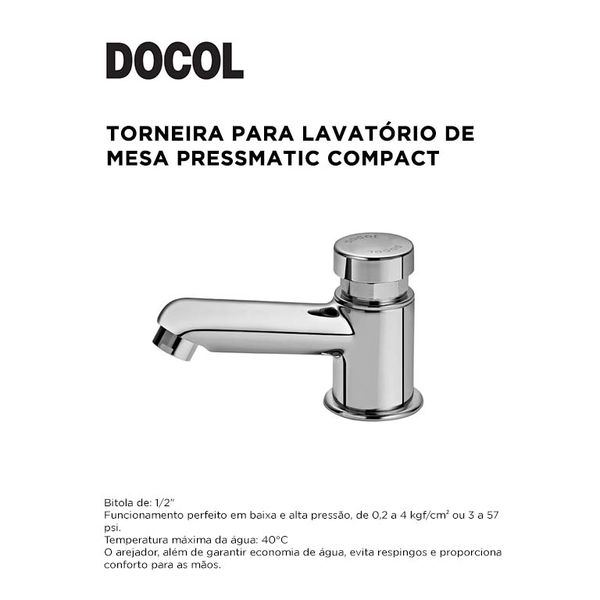 TORNEIRA DE MESA PRESSMATIC COMPACT DOCOL