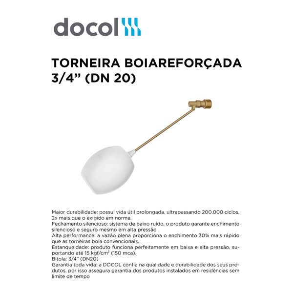 TORNEIRA BOIA REFORÇADA 3/4 DOCOL