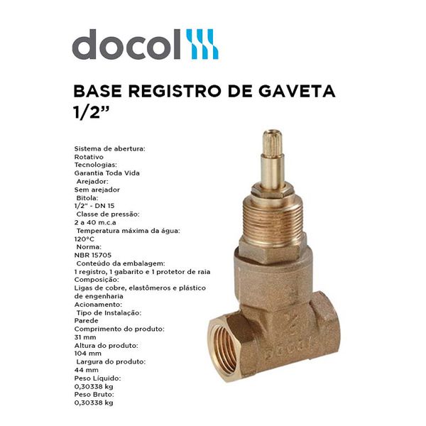BASE REGISTRO DE GAVETA 1/2 DOCOL
