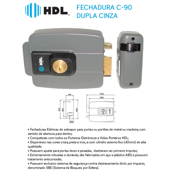 FECHADURA ELÉTRICA HDL 12V 