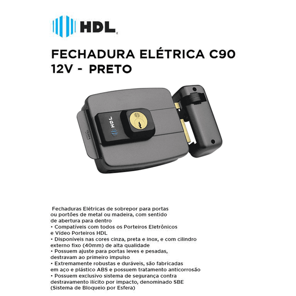 FECHADURA ELÉTRICA HDL 12V