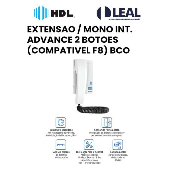 EXTENSAO / MONO INT. ADVANCE 2 BOTOES (COMPATIVEL F8) BCO HDL