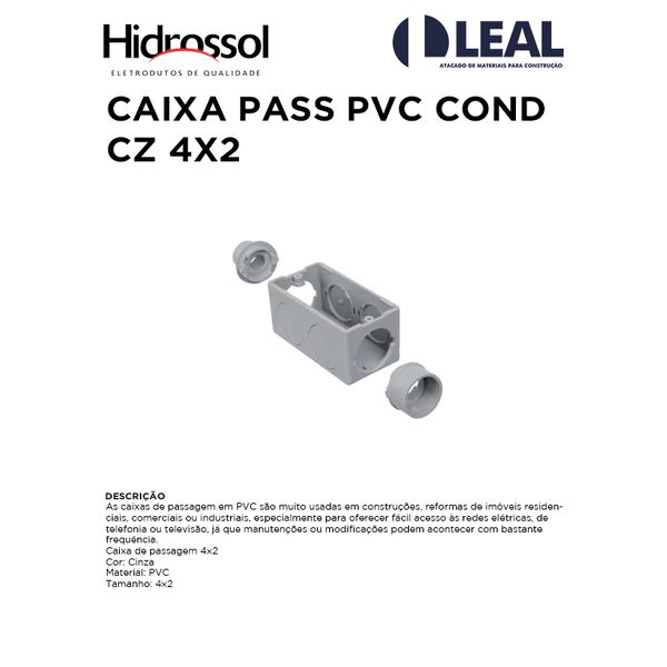 CAIXA PASS PVC COND CZ 4X2 HIDROSSOL