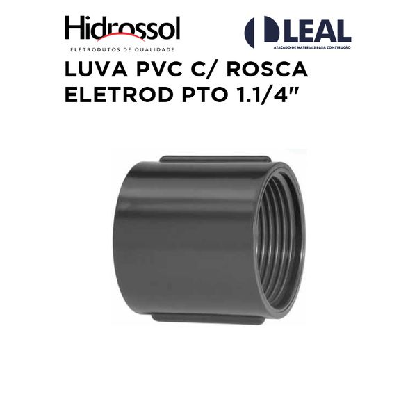 LUVA PVC C/ ROSCA ELETRODUTO PRETO 1.1/4