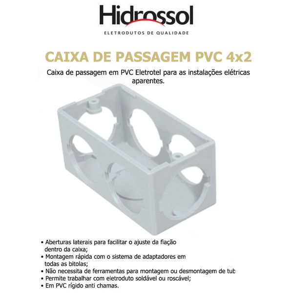 CAIXA PASSAGEM PVC COND BRANCO 4X2 HIDROSSOL