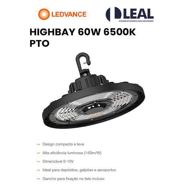 HIGHBAY 60W 6500K PRETO LEDVANCE