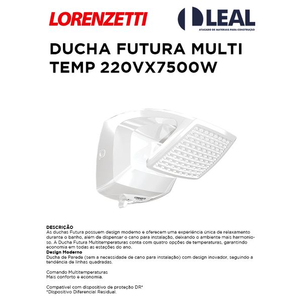 DUCHA FUTURA MULTI TEMPERATURAS 220VX7500W