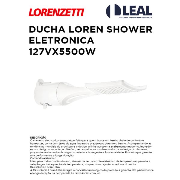 DUCHA LORENZETTI SHOWER ELETRÔNICA 127VX5500W