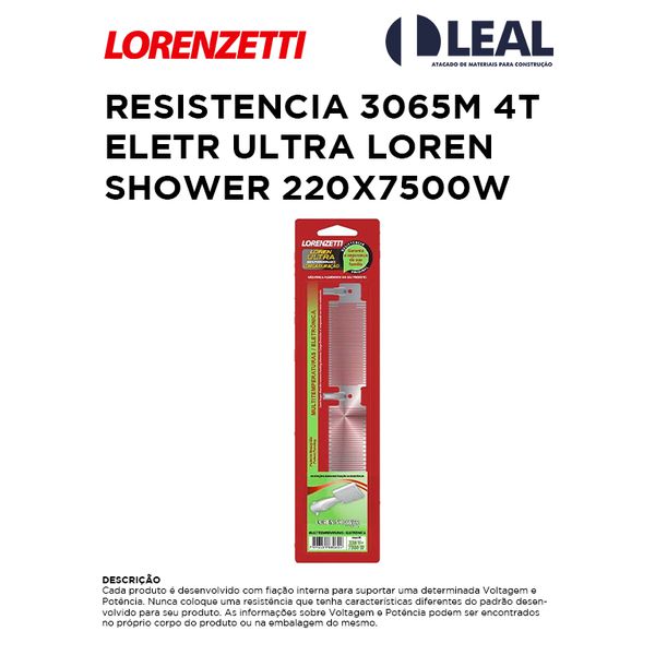 RESISTÊNCIA 3065M 4 TEMPERATURAS MULT/ELETR ULTRA LOREN SHOWER 220X7500W