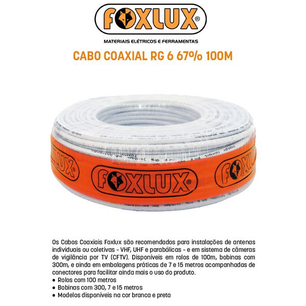 CABO COAXIAL RG6 67% 100M FOXLUX