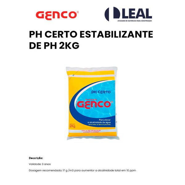 PH CERTO ESTABILIZANTE DE PH 2KG GENCO 