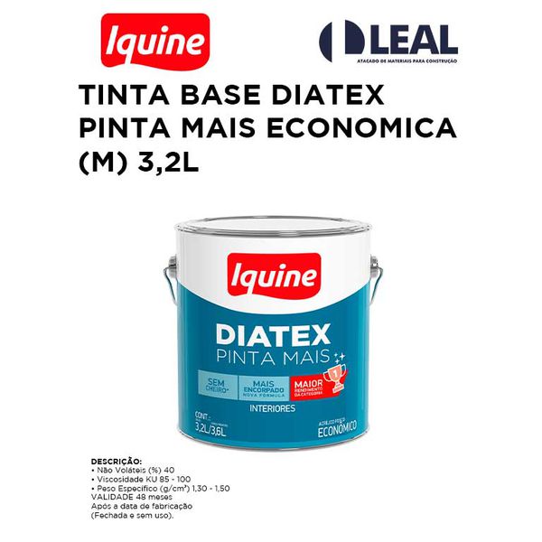 TINTA BASE DIATEX PINTA MAIS ECONOMICA (M) 3,2L