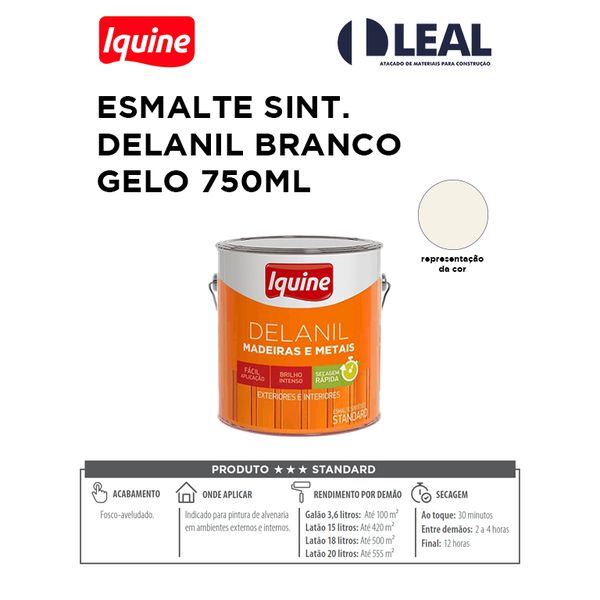 Tinta Esmalte Brilhante Delanil Madeiras e Metais 750ml Branco Gelo