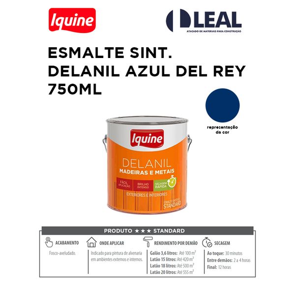 Tinta Esmalte Brilhante Delanil Madeiras e Metais 750ml Azul Del Rey