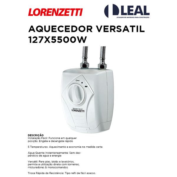 AQUECEDOR VERSÁTIL 127X5500W LORENZETTI