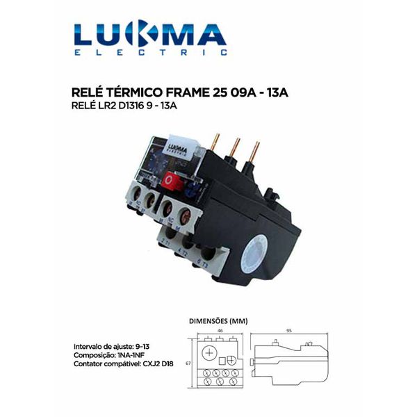 RELE TÉRMICO FRAME 25 - 09A - 13A LUKMA