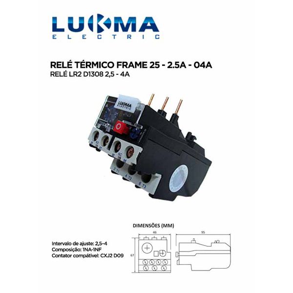 RELE TÉRMICO FRAME 25 - 2.5A - 04A LUKMA