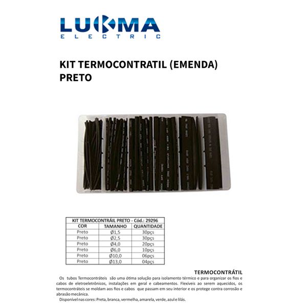 KIT TERMOCONTRATIL (EMENDA) PRETO LUKMA